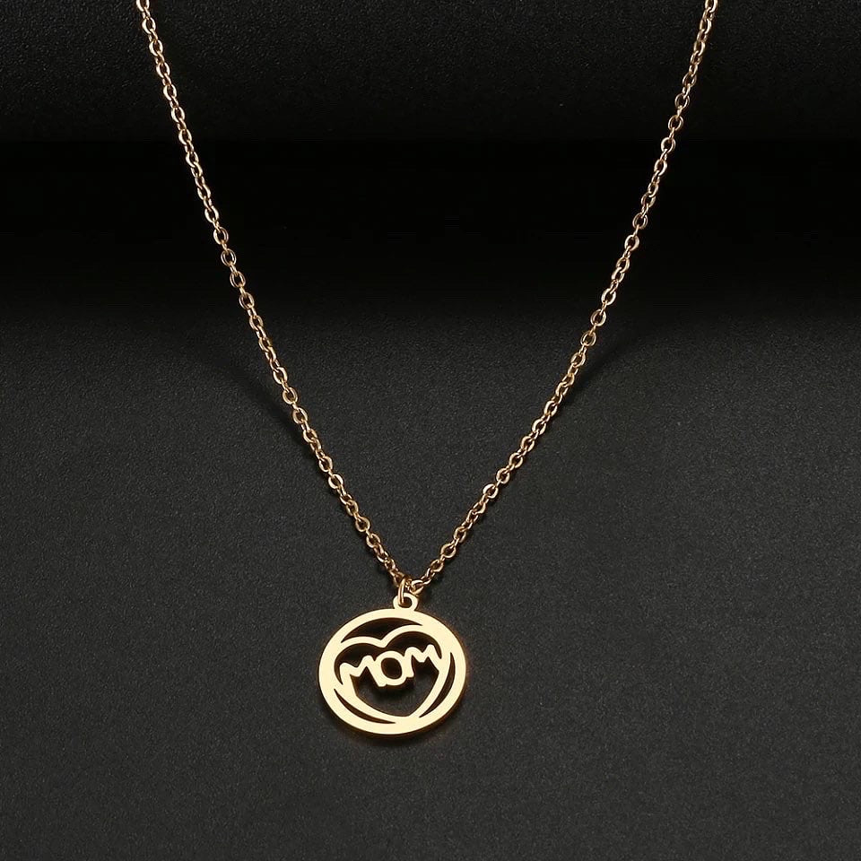 Mom Circle Heart Necklace