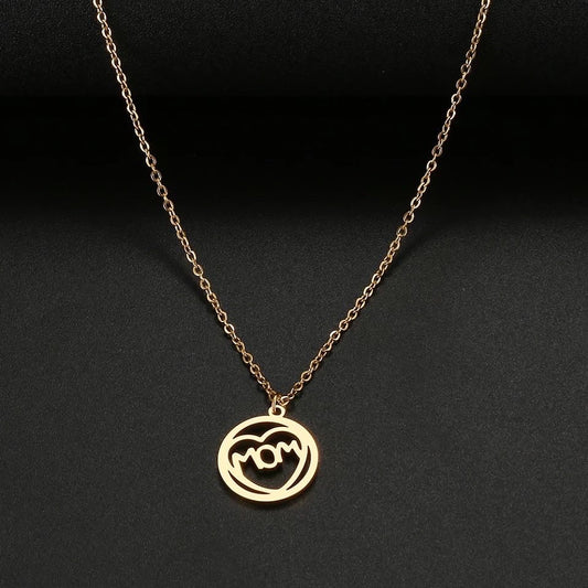 Mom Circle Heart Necklace