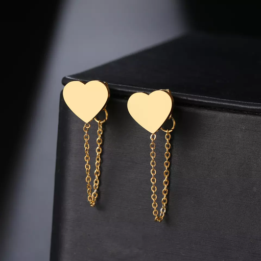 Heart Tassel Chain Earrings